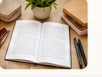 Cuaderno abierto con apuntes sobre un escritorio